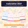 Calendrier photo 2027 coloré à imprimer (PDF, 12 cadres photo)