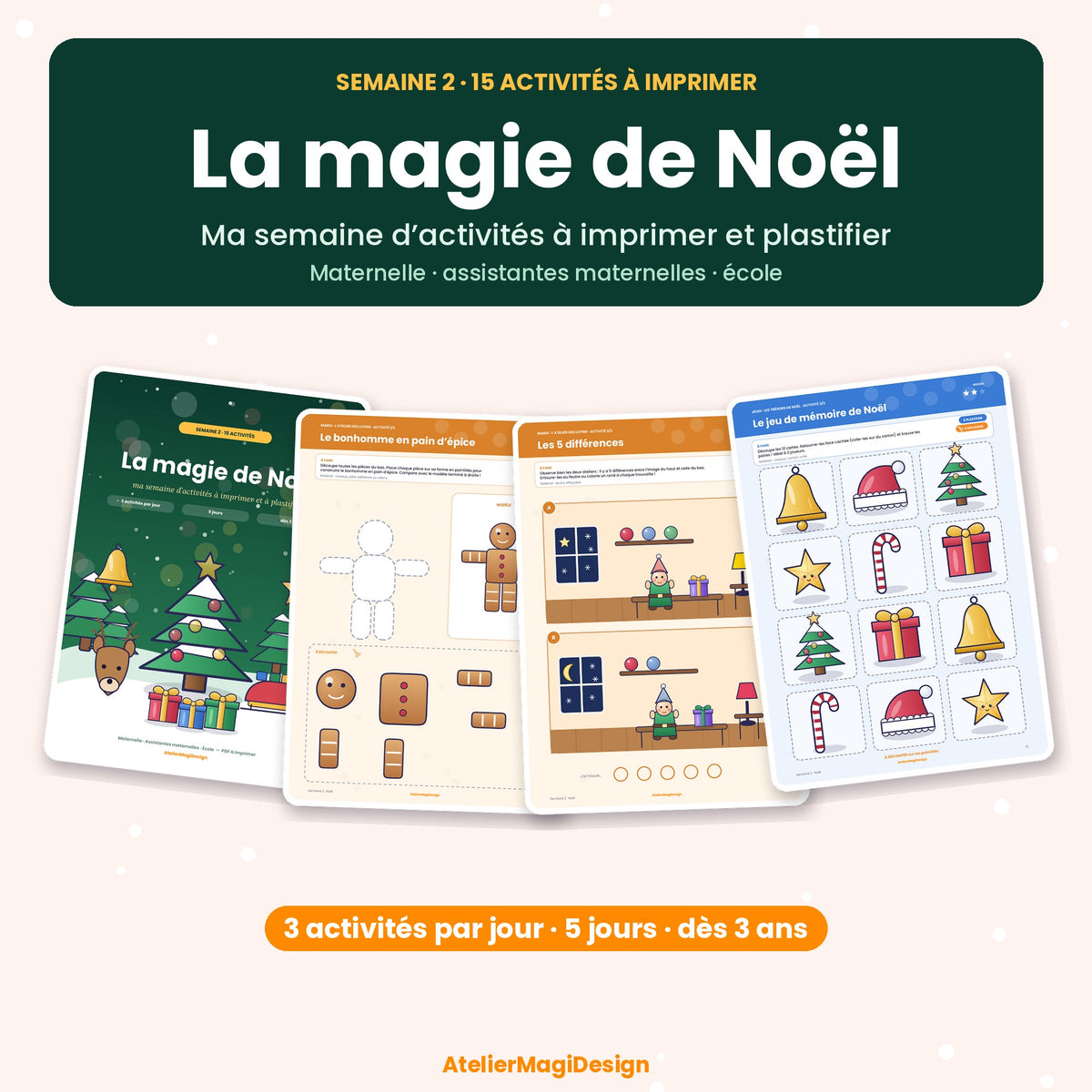 La magie de Noël – 15 activités à imprimer et plastifier (maternelle)