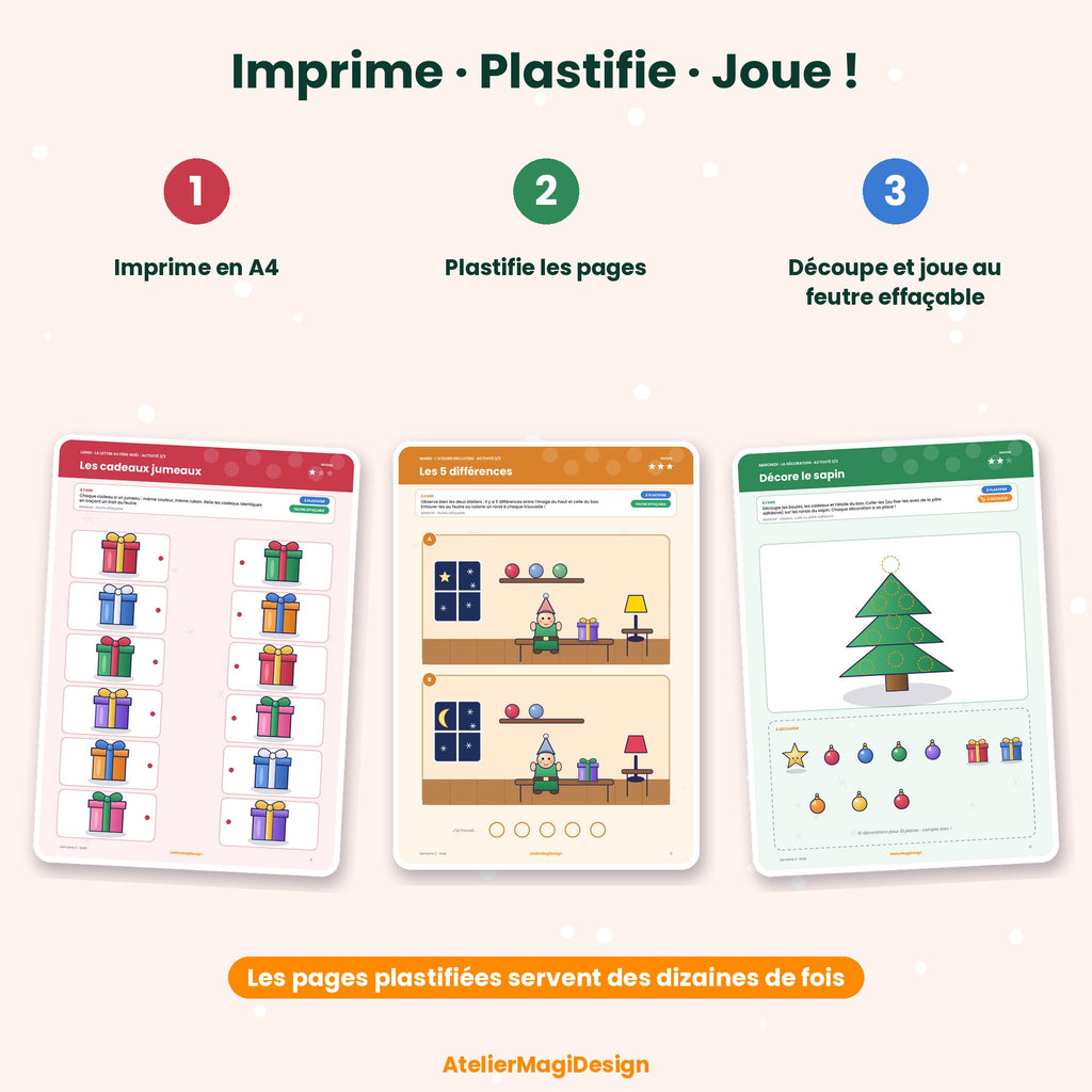 La magie de Noël – 15 activités à imprimer et plastifier (maternelle)