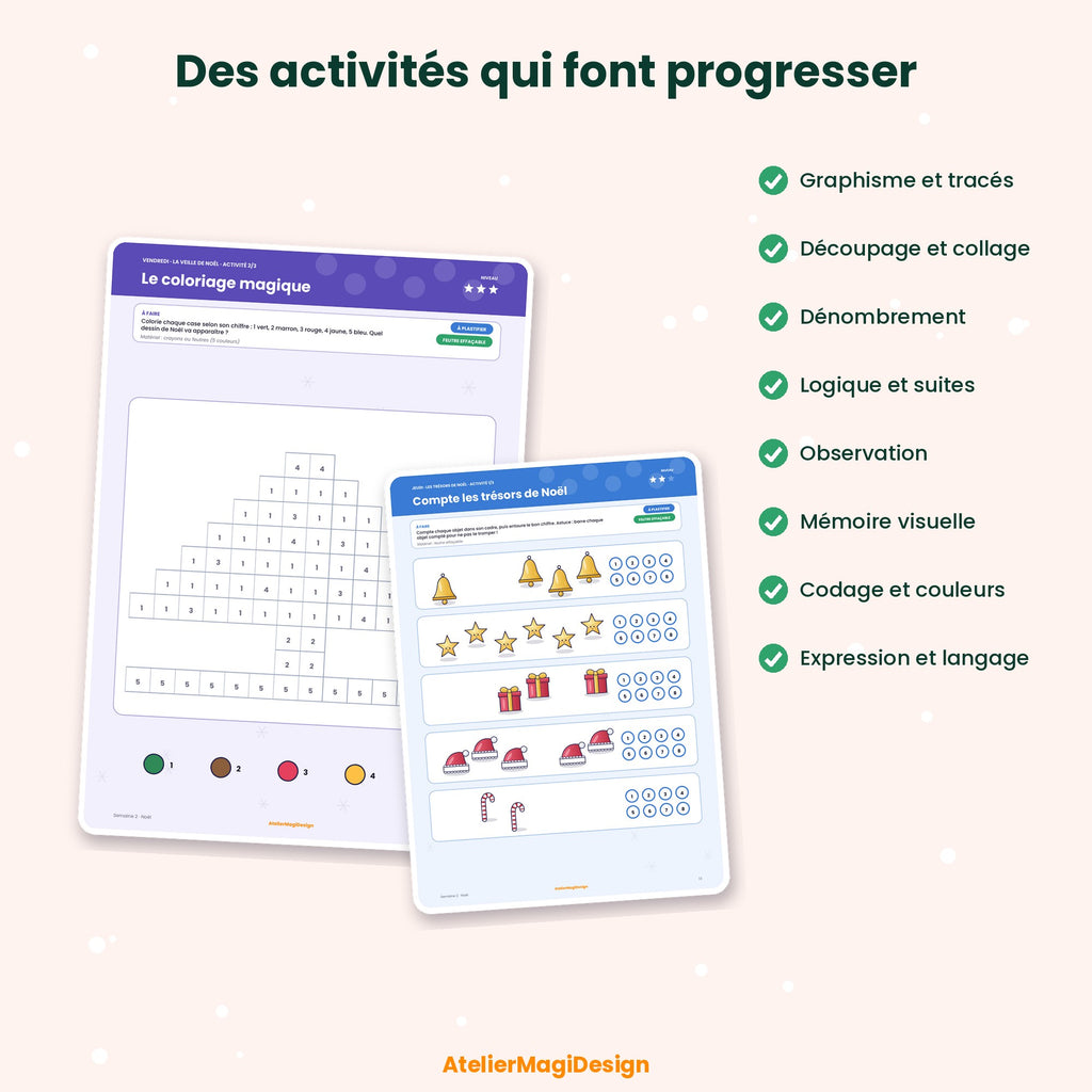 La magie de Noël – 15 activités à imprimer et plastifier (maternelle)