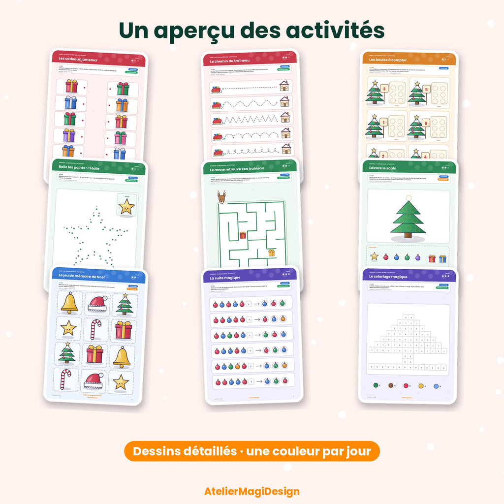 La magie de Noël – 15 activités à imprimer et plastifier (maternelle)