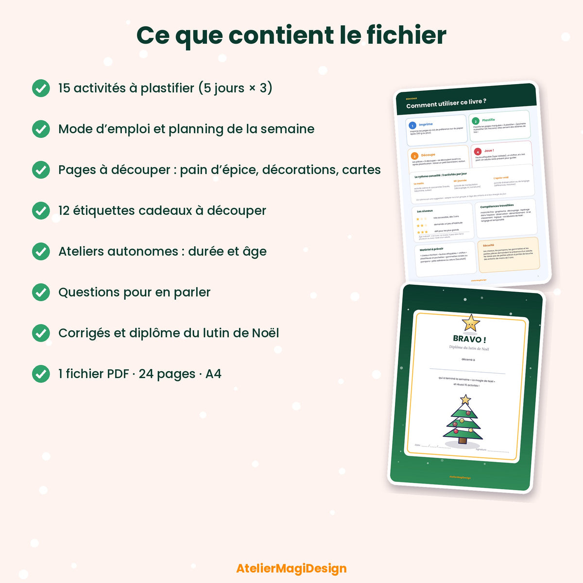 La magie de Noël – 15 activités à imprimer et plastifier (maternelle)