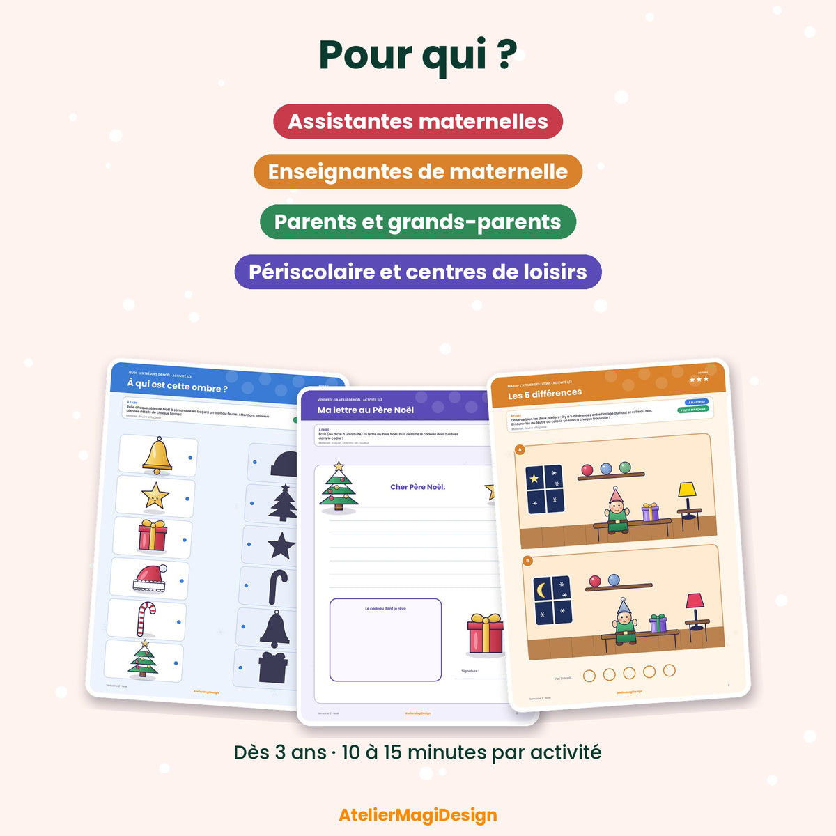 La magie de Noël – 15 activités à imprimer et plastifier (maternelle)